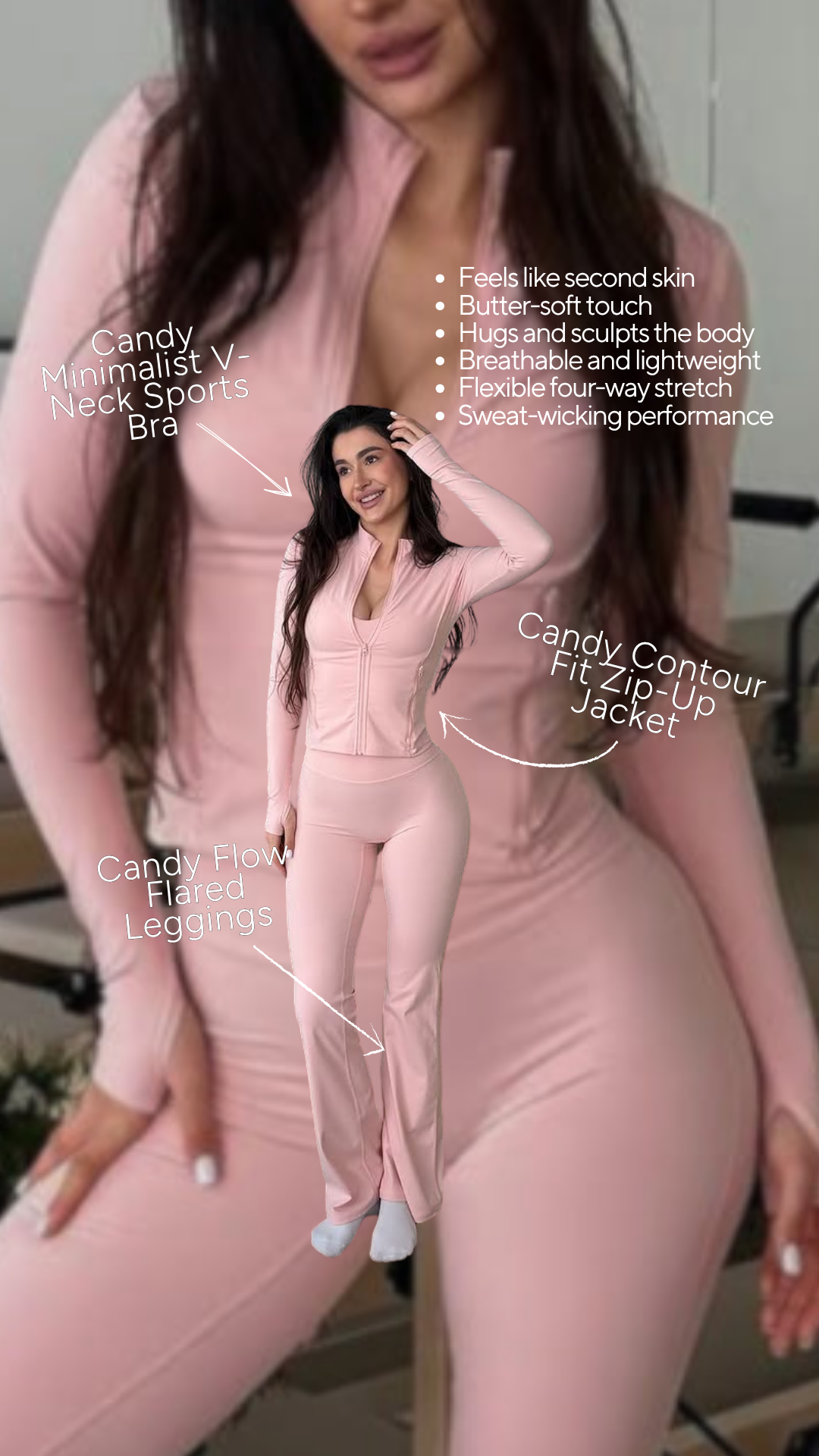 Candy Flow Flared Leggings in Light Peach