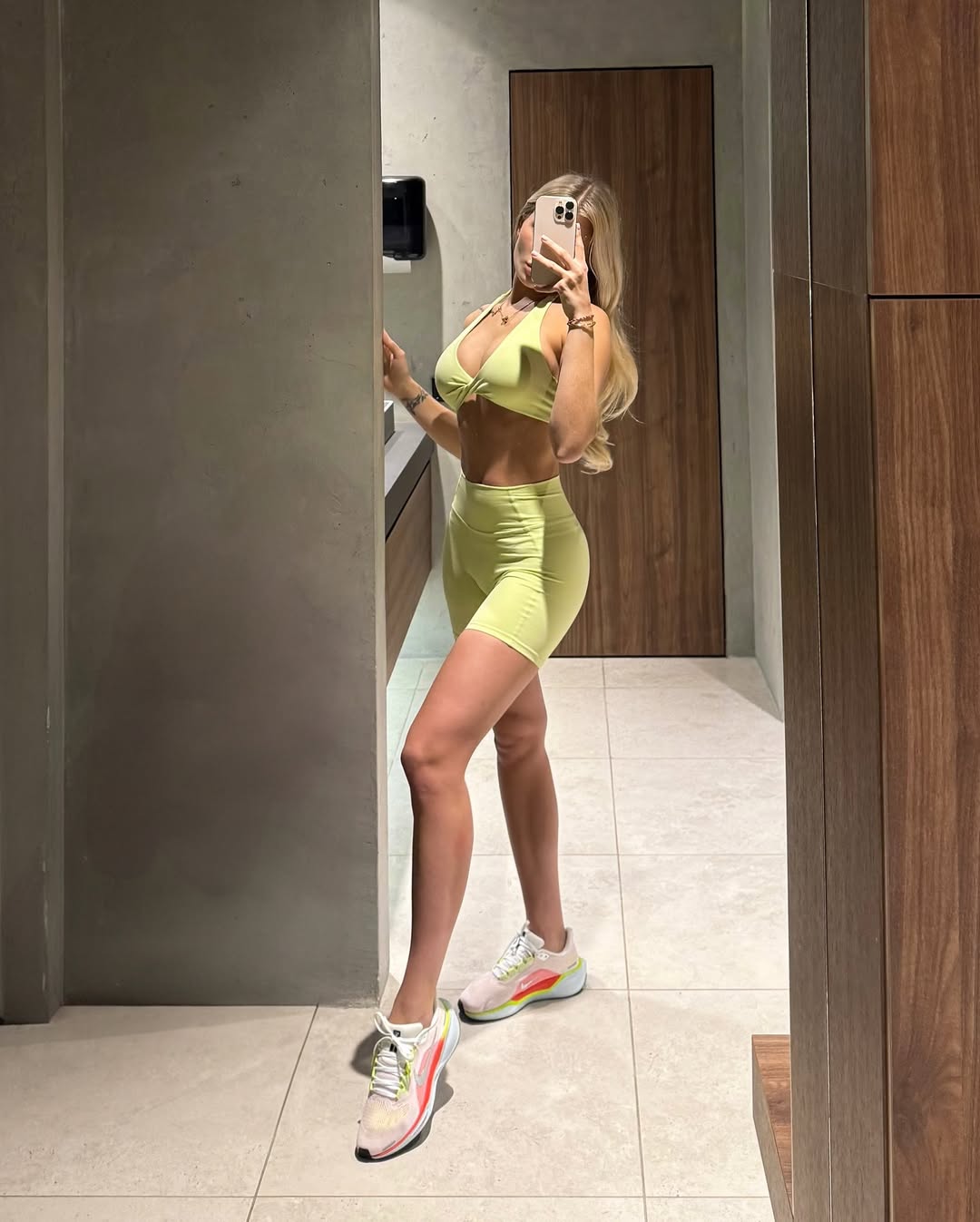 Pantera Halter Top & High-Waist Cycling Shorts in Pastel Yellow