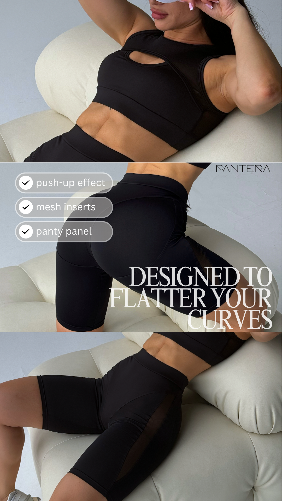 Galaxy Push Up Contour Seam Mesh Insert Bike Shorts in Black – Size XS