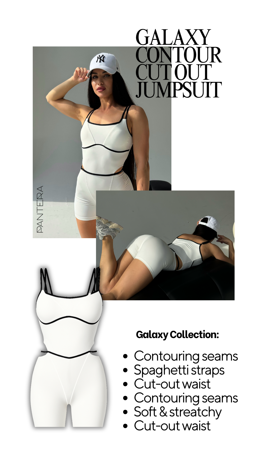 Galaxy Strappy Contour Cut Out Short Unitard in White