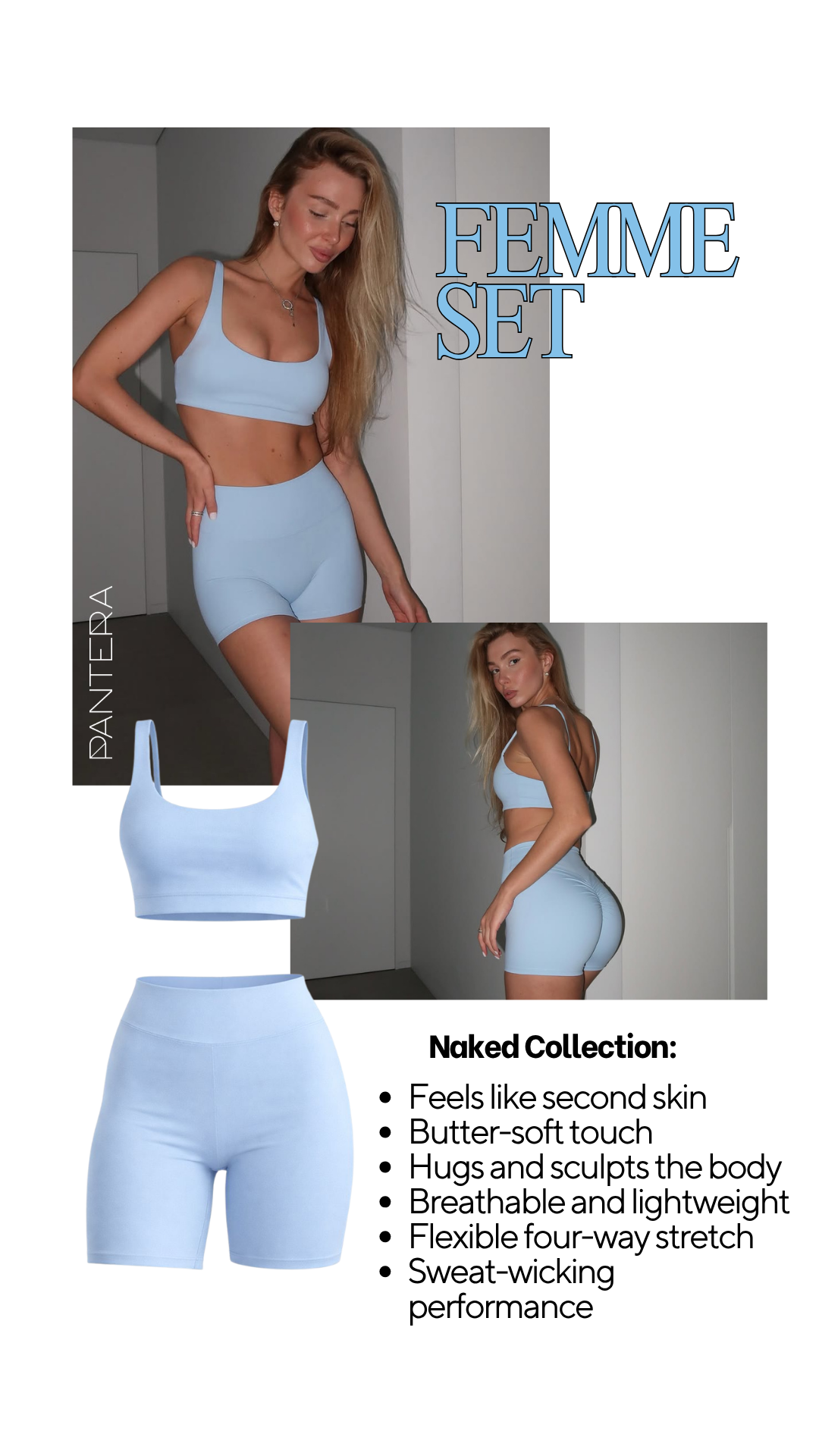 Femme High-Waist Scrunch Cycling Shorts in Baby Blue