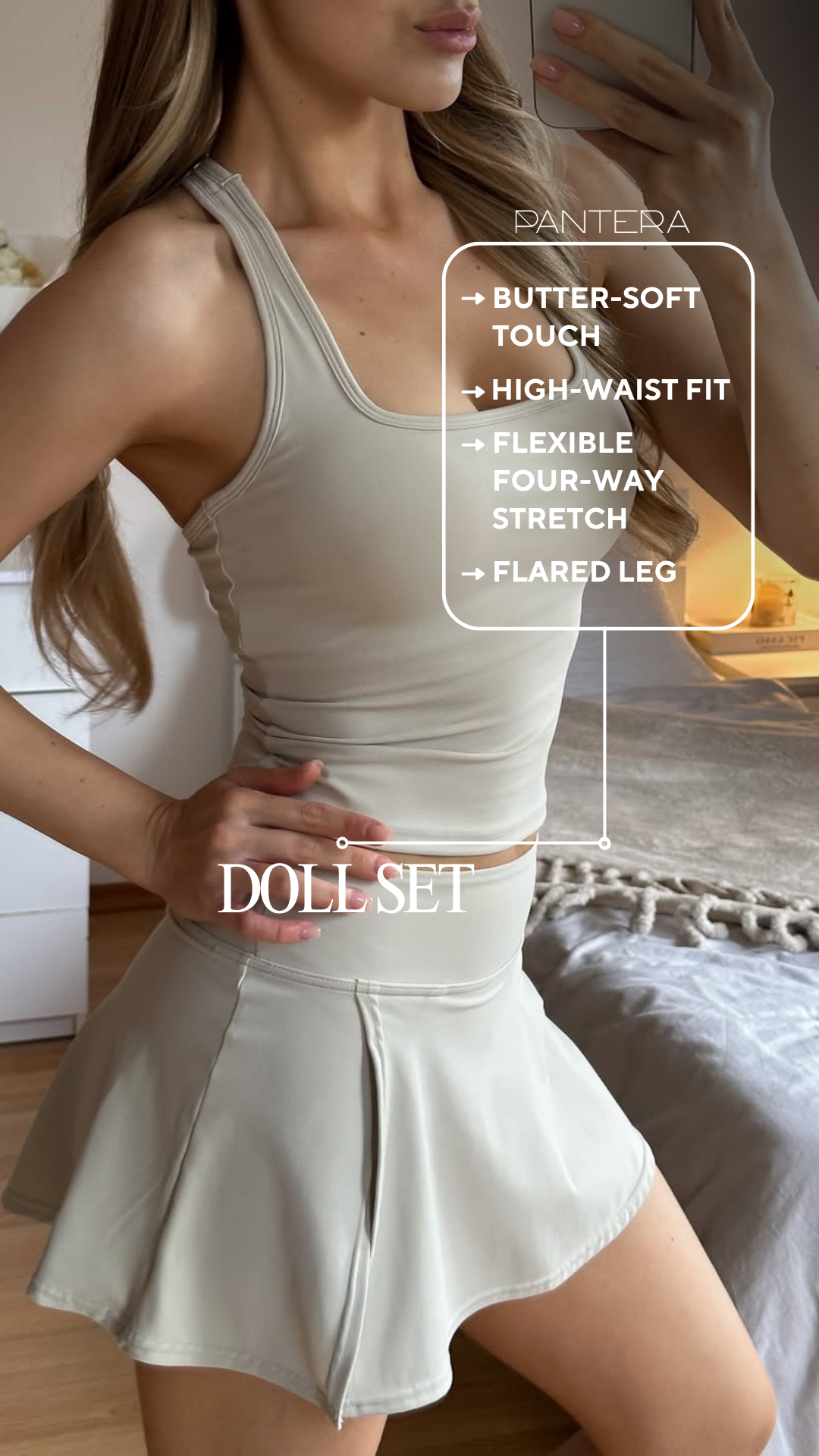 Doll Square-Neck Tank Top in Ivory