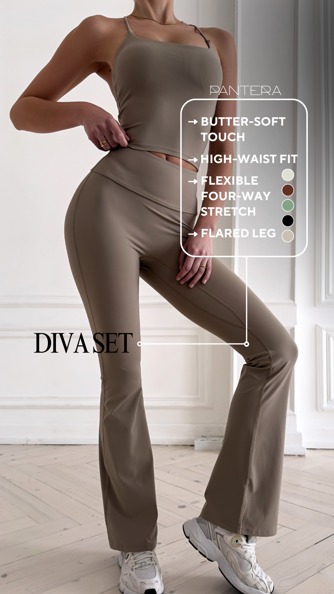 Diva High-Waist Scrunch Flared Leggings in Nude