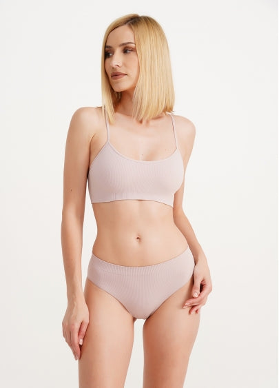 Seamless Ribbed Cami Bra in Pastel Pink