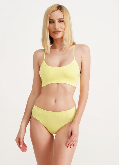 Seamless Ribbed Cami Bra in Pastel Yellow