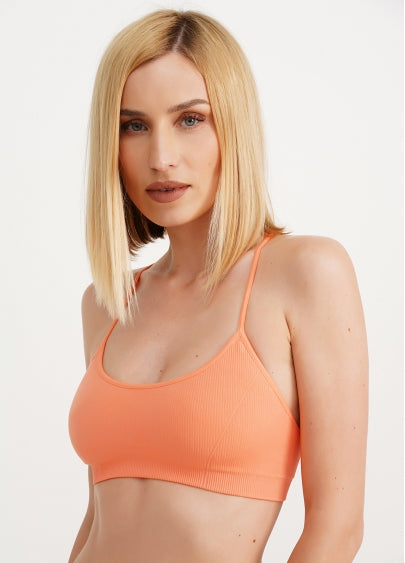 Seamless Ribbed Cami Bra in Pastel Orange