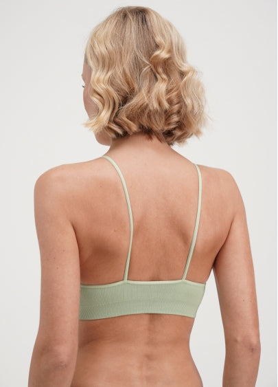 Seamless Ribbed Cami Bra in Light Green