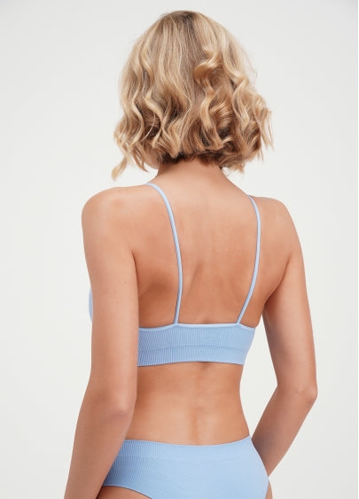 Seamless Ribbed Cami Bra in Baby Blue