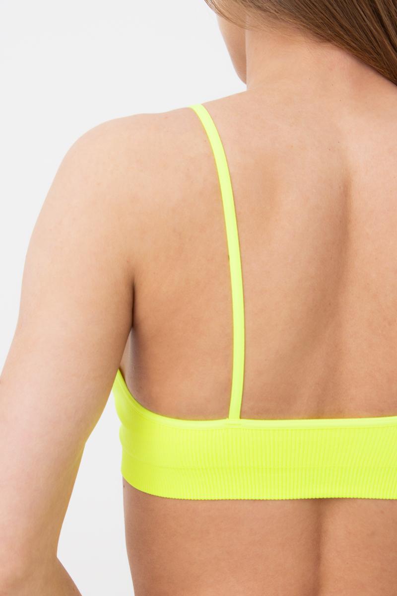 Seamless Ribbed Cami Bra in Neon Yellow