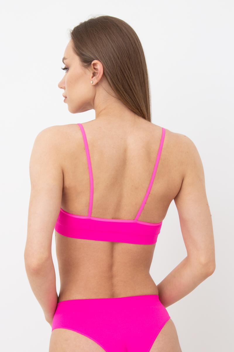 Seamless Ribbed Cami Bra in Neon Pink