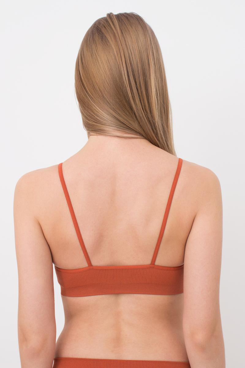 Seamless Ribbed Cami Bra in Deep Orange