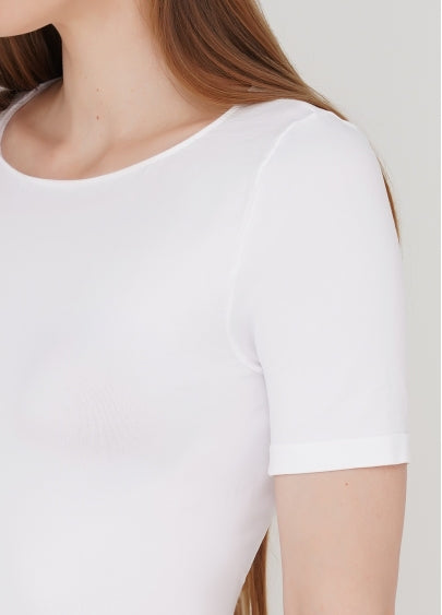 Seamless Cropped Short Sleeve Top in White