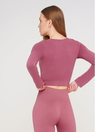 Seamless Cropped Long Sleeve Top in Dusk Pink