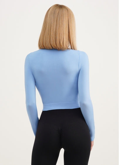 Seamless Cropped Long Sleeve Top in Baby Blue