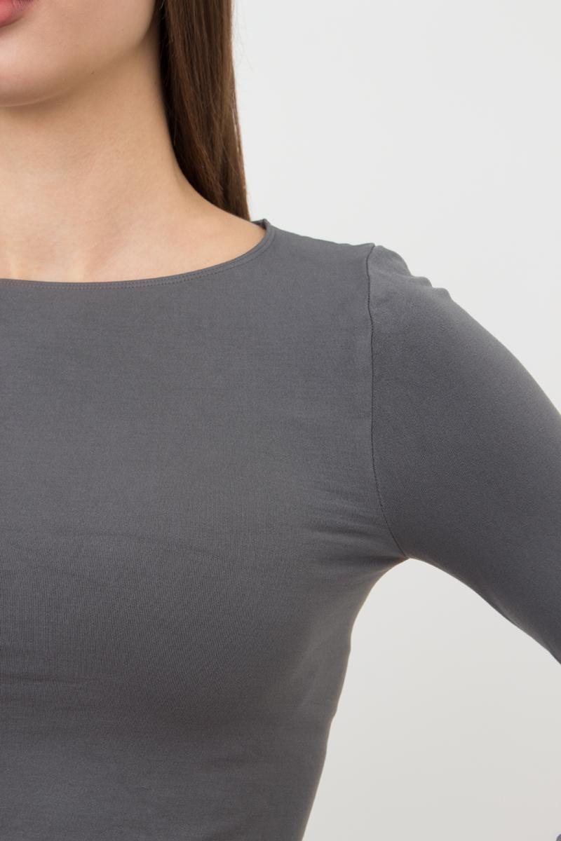 Seamless Cropped Long Sleeve Top in Dark Gray