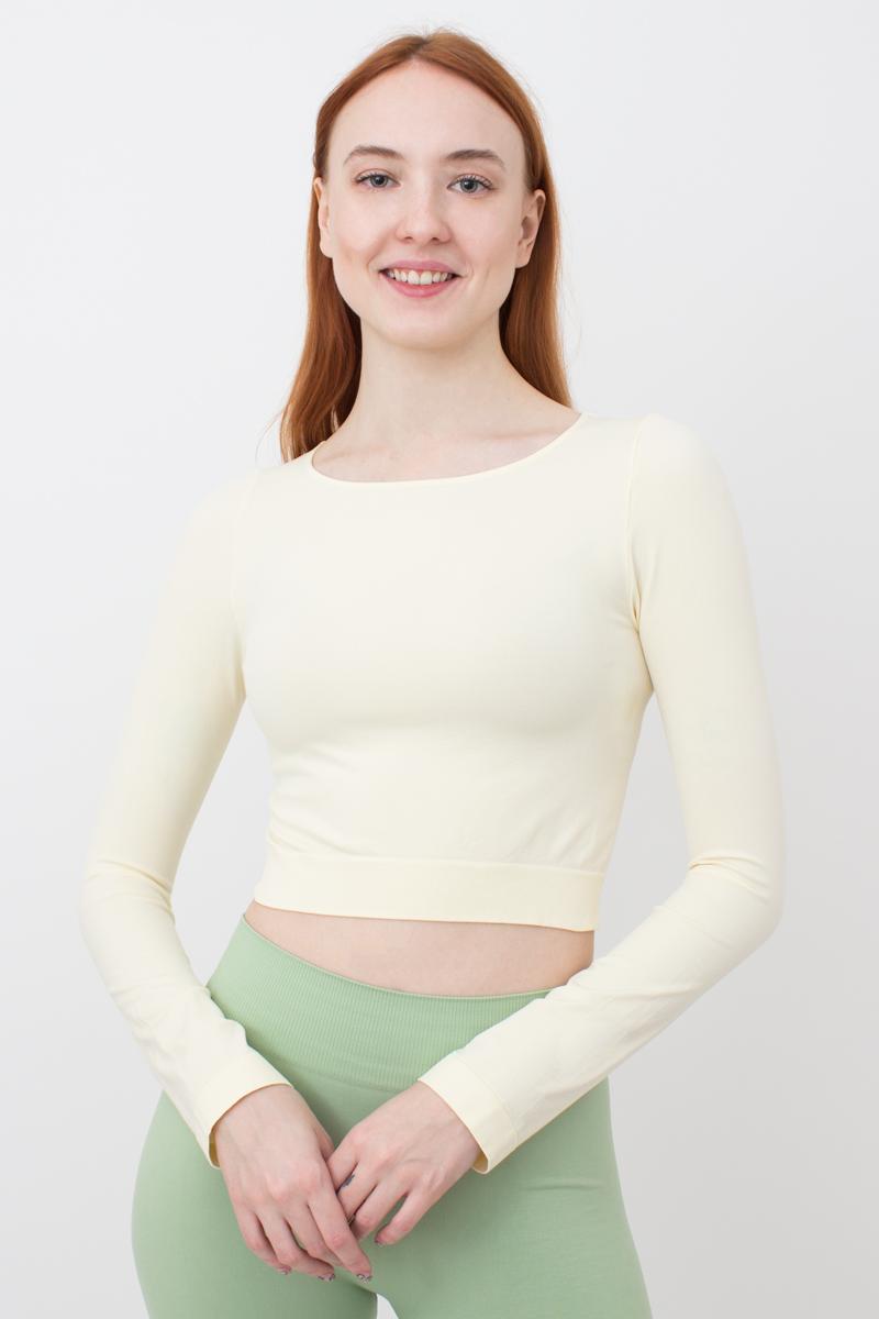 Seamless Cropped Long Sleeve Top in Vanilla