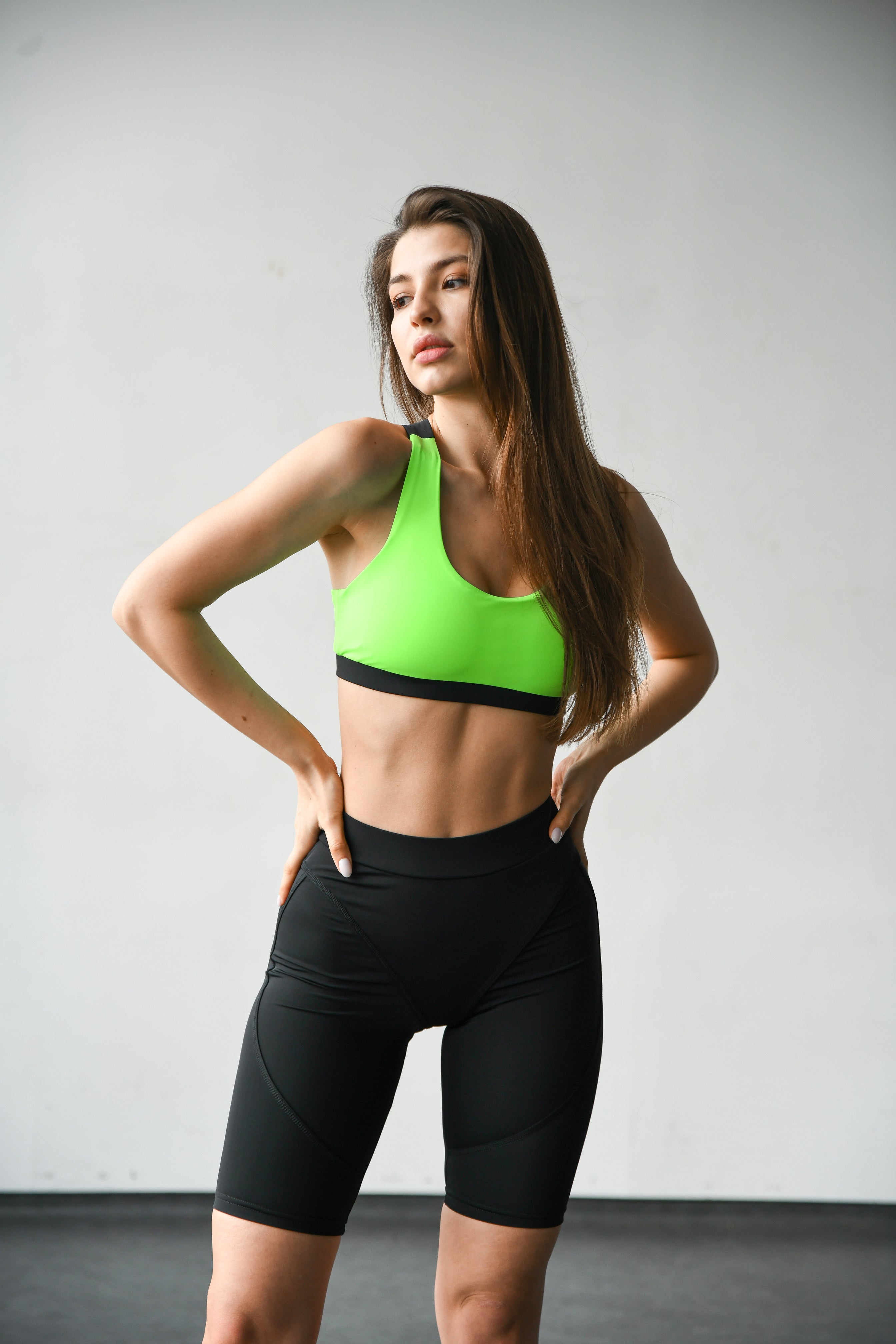 Galaxy Racerback Sports Bra in Neon Green