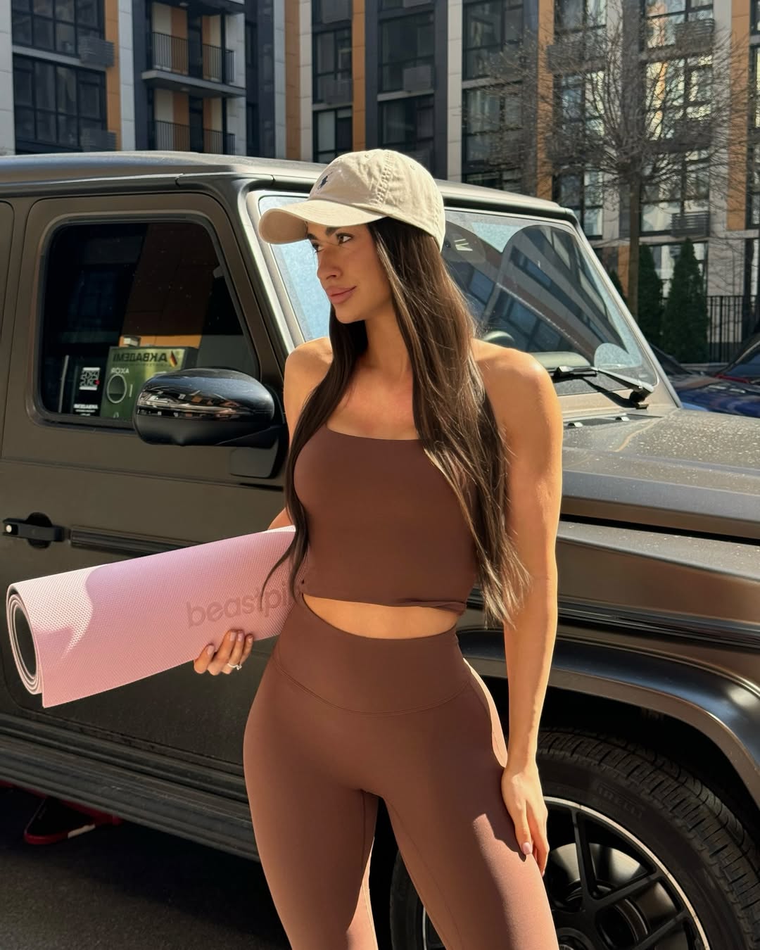 Pantera Strappy Built-In Bra Tank in Brown