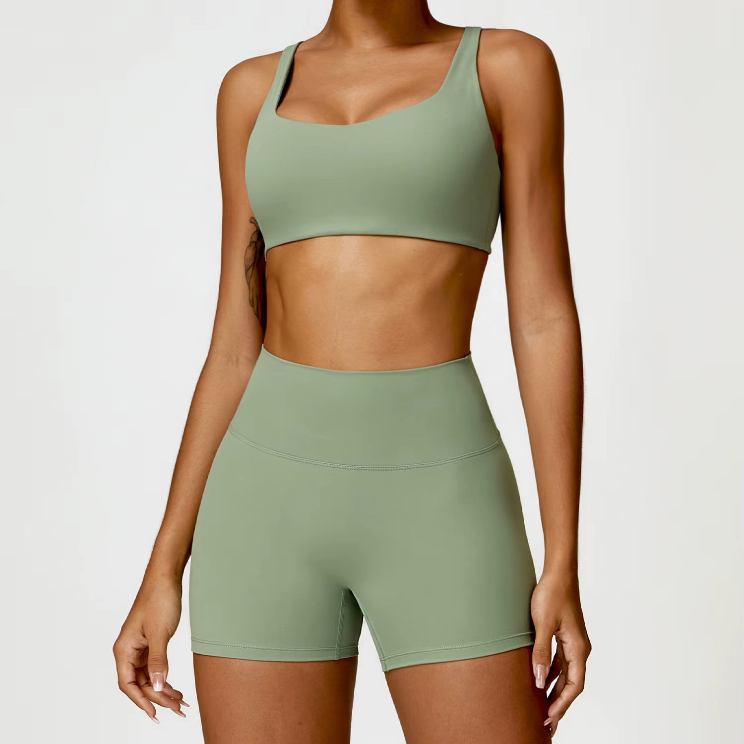 Femme High-Waist Scrunch Cycling Shorts in Khaki