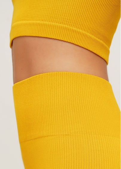 Seamless Ribbed Halter Crop Top in Honey