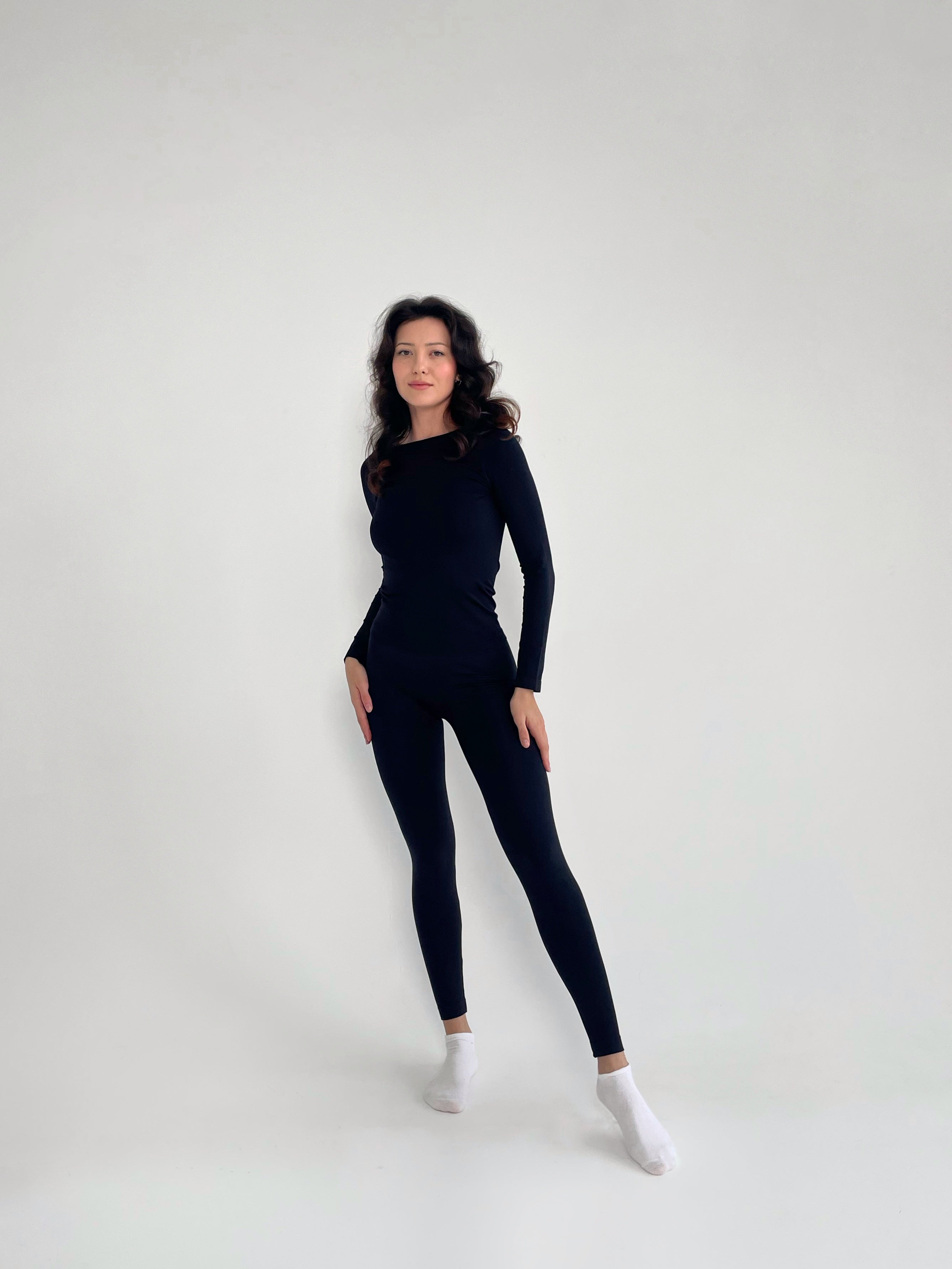 Seamless Long Sleeve Top in Black