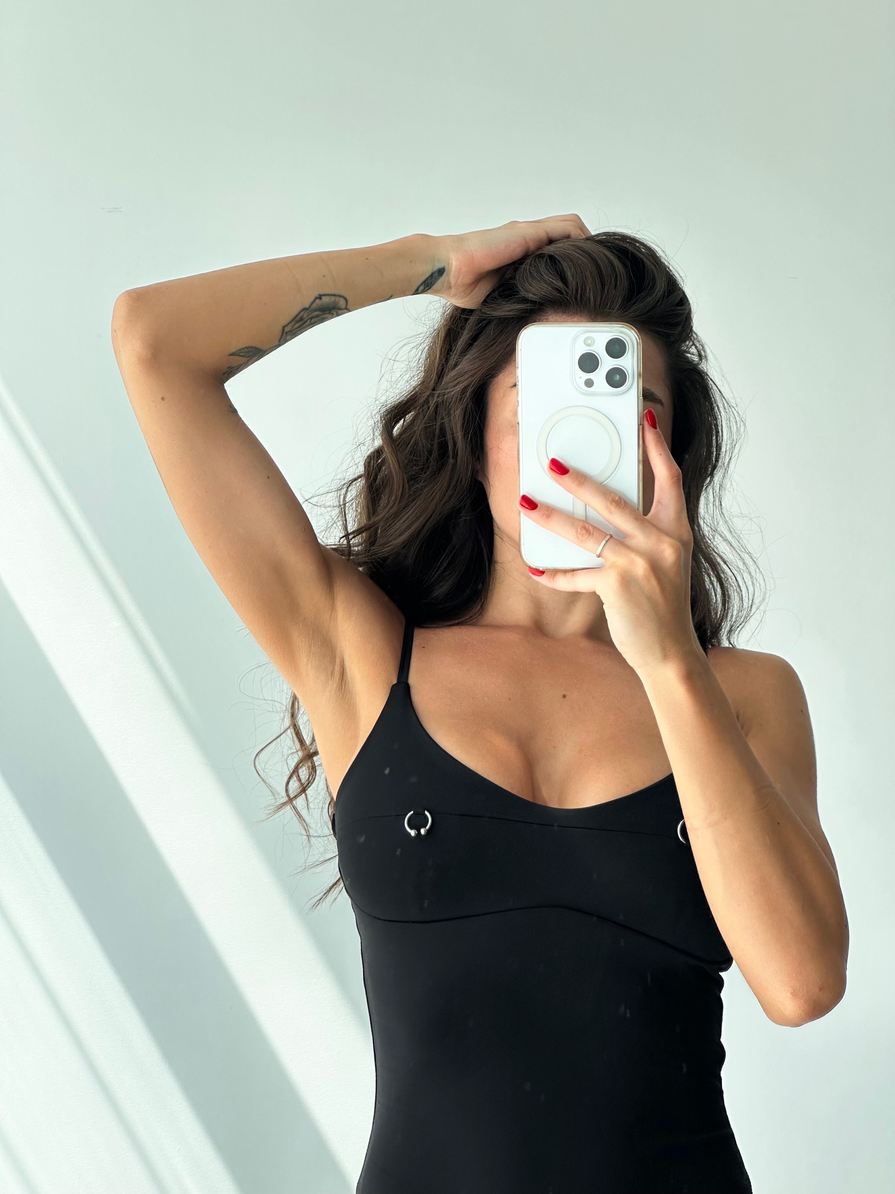 Palmita Piercing Detail Cut Out Back One Piece in Black