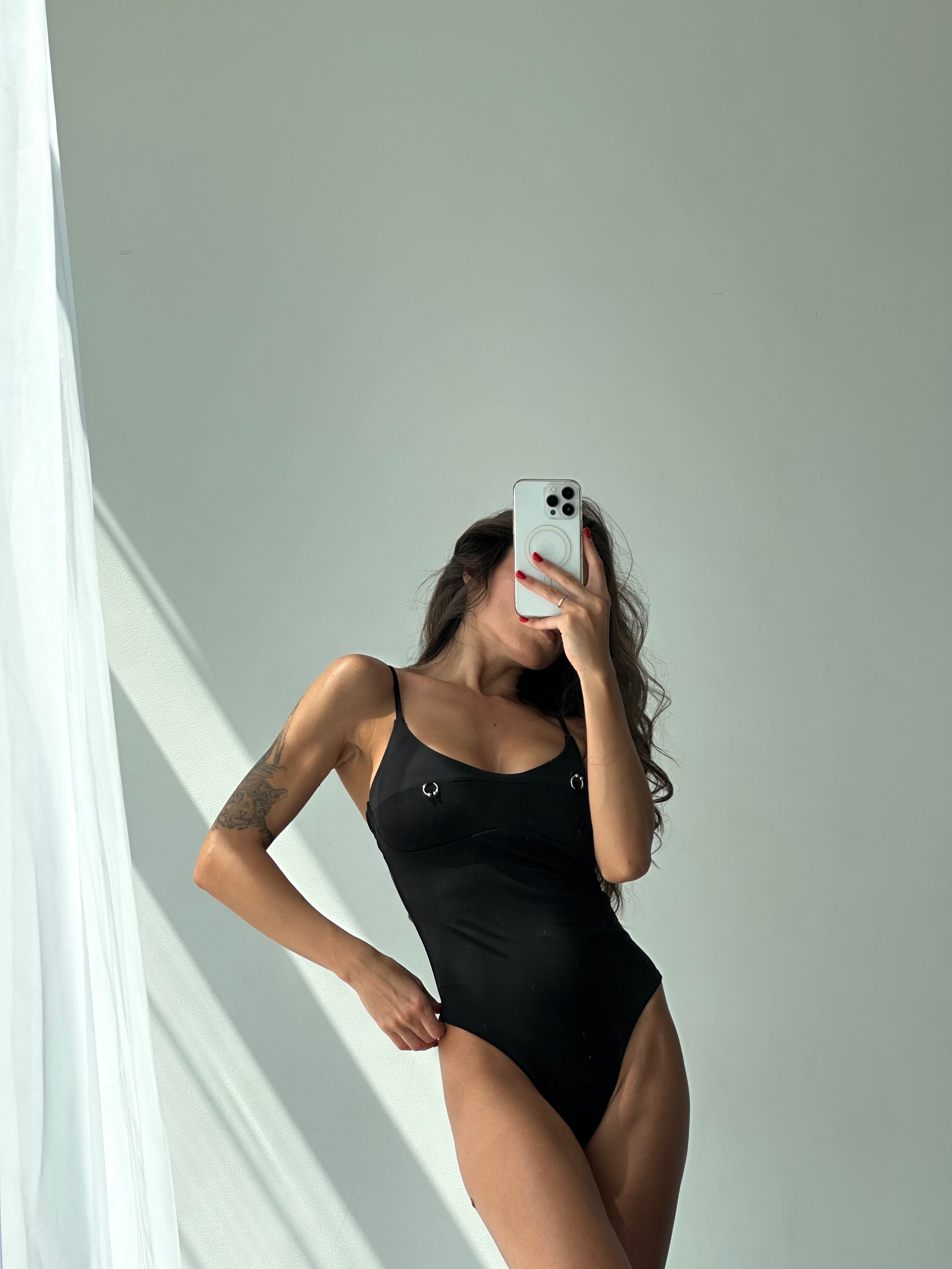 Palmita Piercing Detail Cut Out Back One Piece in Black