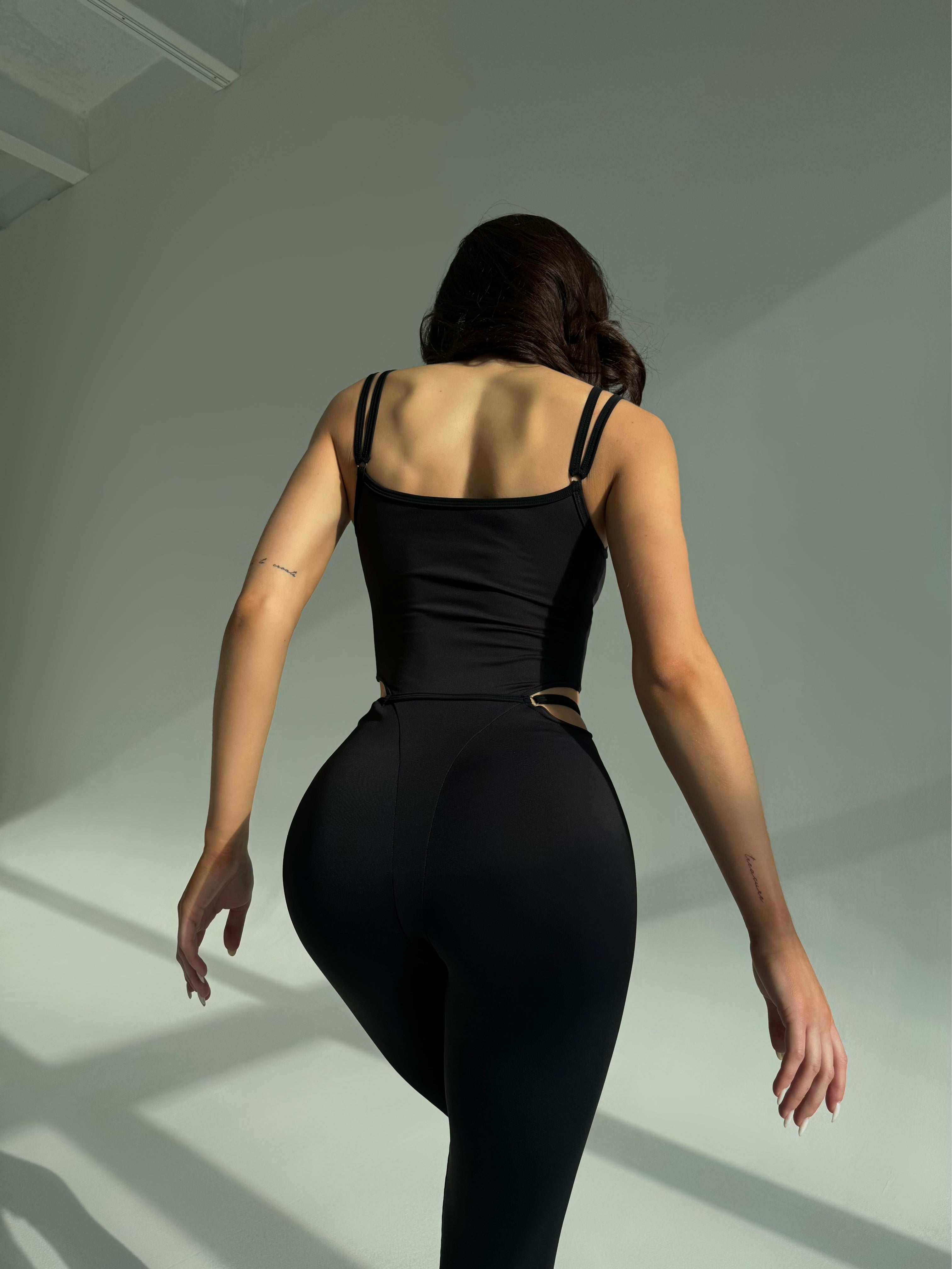 Galaxy Strappy Contour Cut Out Unitard Jumpsuit in Black