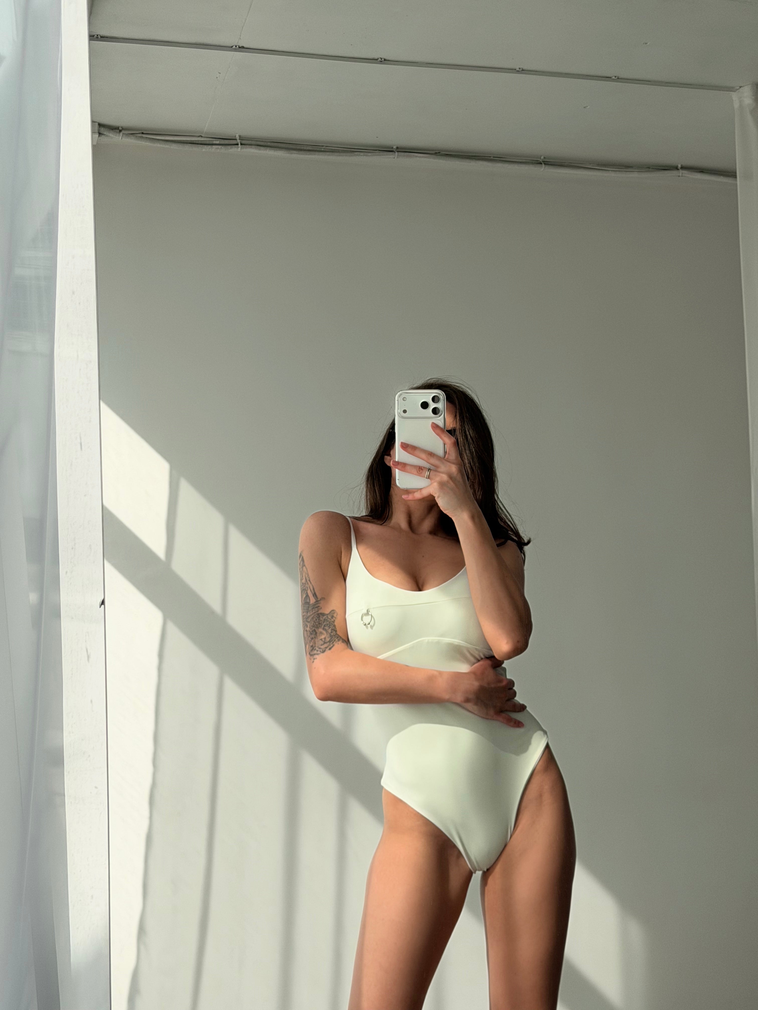 Palmita Piercing Detail Cut Out Back One Piece in Milk