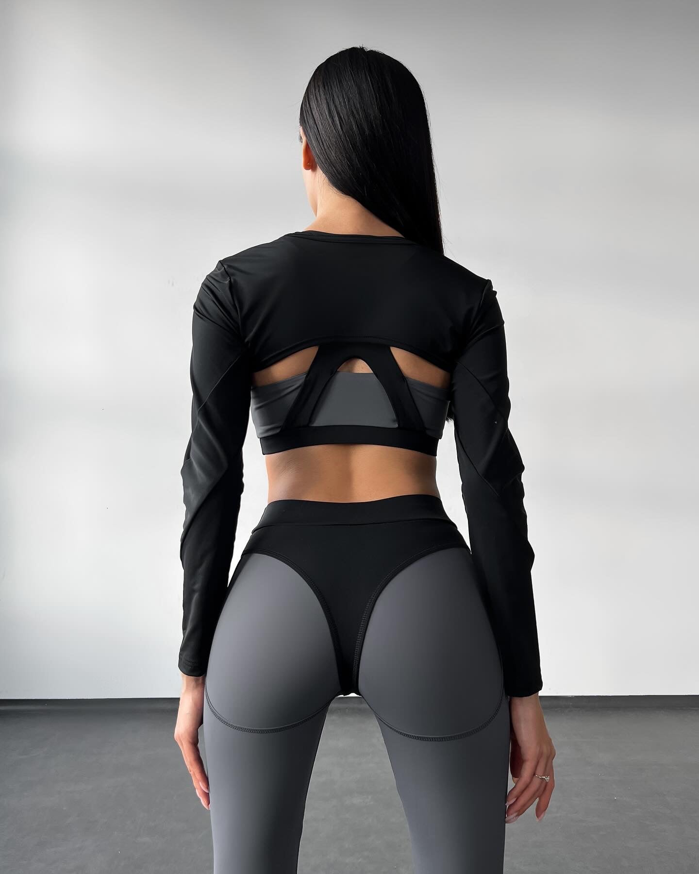 GalaxyX Push Up Contrast Contour Seam Leggings in Gray