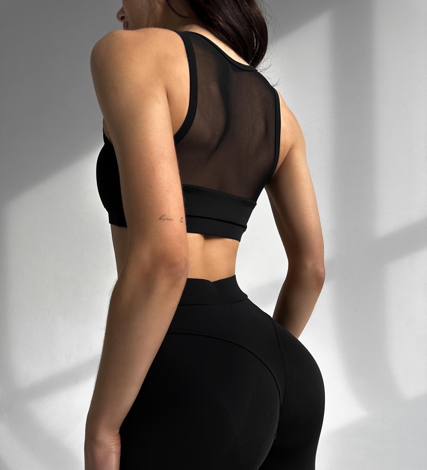 GalaxyX Mesh Insert Sports Bra in Black