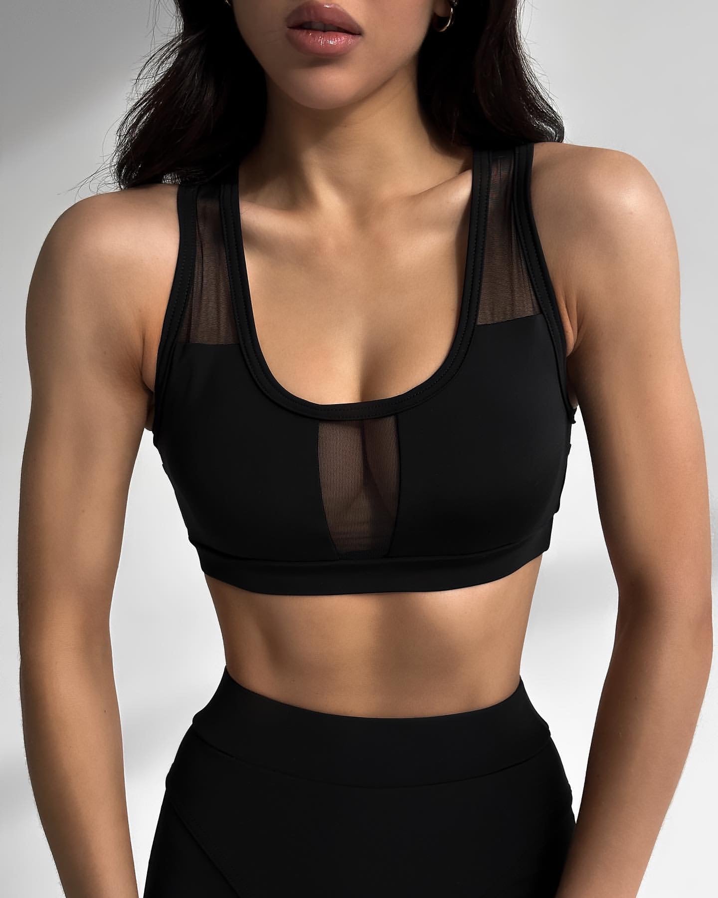 GalaxyX Mesh Insert Sports Bra in Black