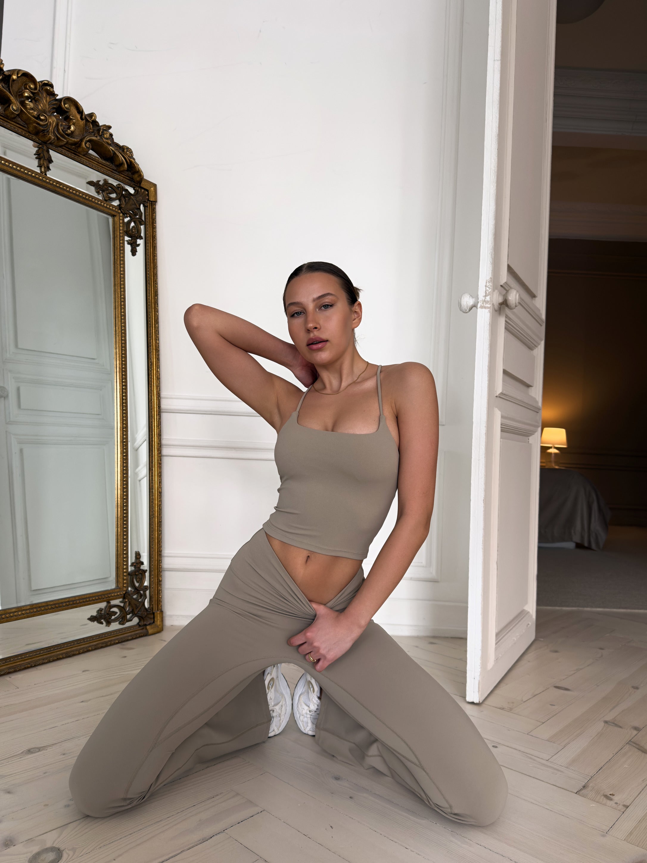 Diva Strappy Built-In Bra Tank in Nude
