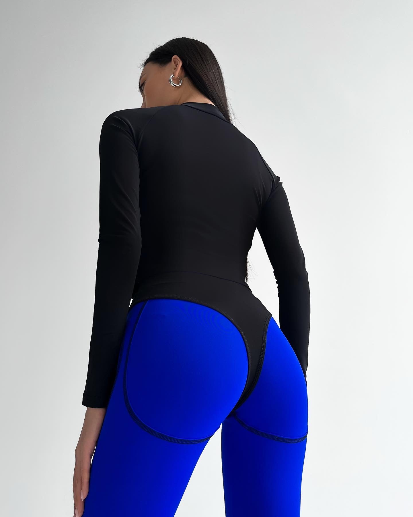 GalaxyX Push Up Contrast Contour Seam Leggings in Electric Blue