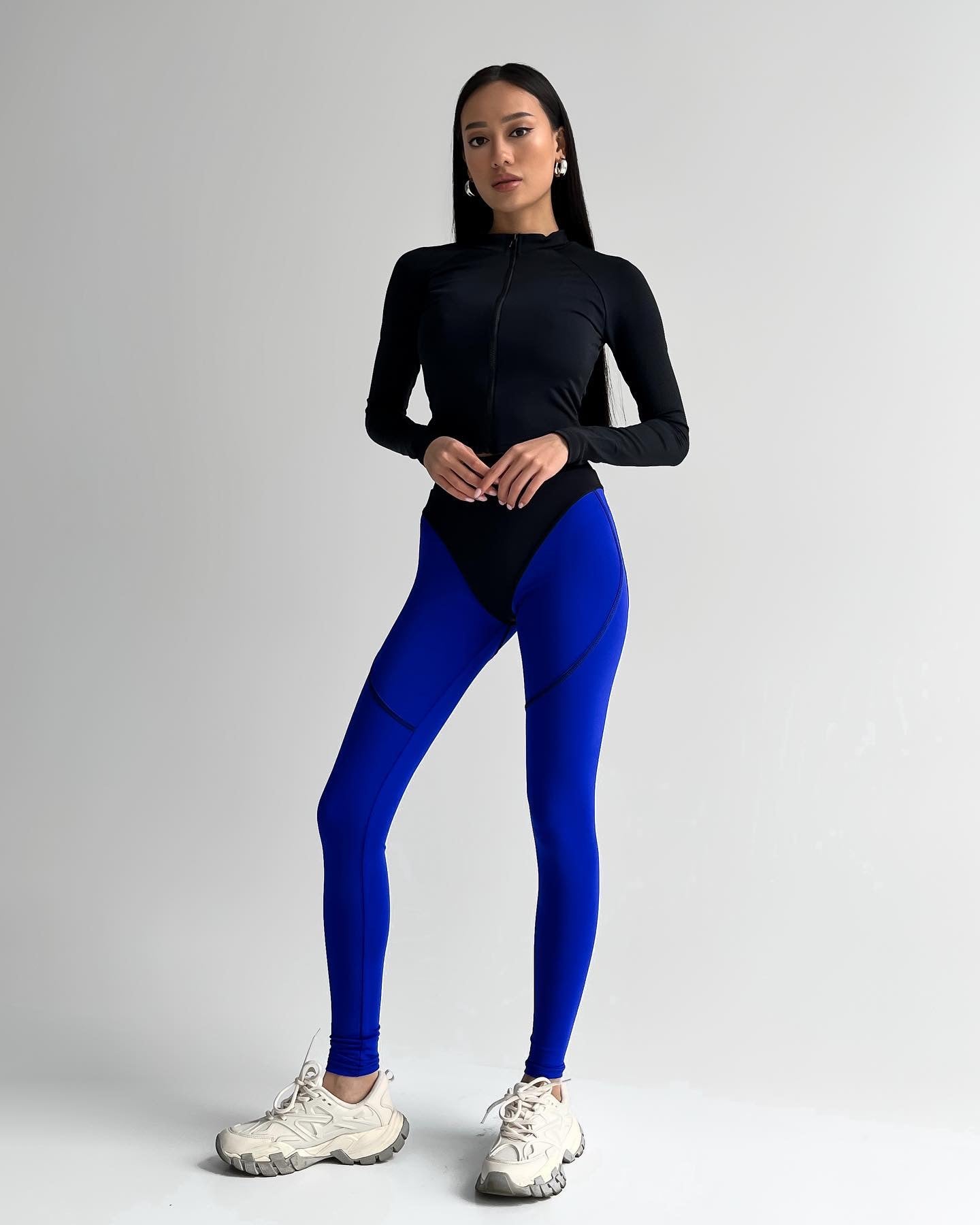 GalaxyX Push Up Contrast Contour Seam Leggings in Electric Blue