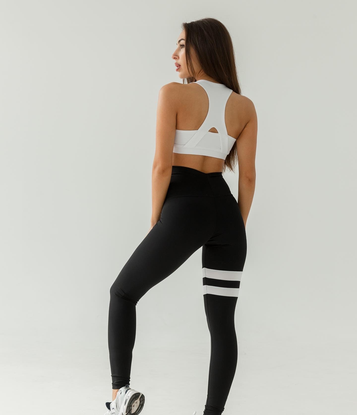 Galaxy Contrasting Stripe Ultra High Rise Leggings in Black