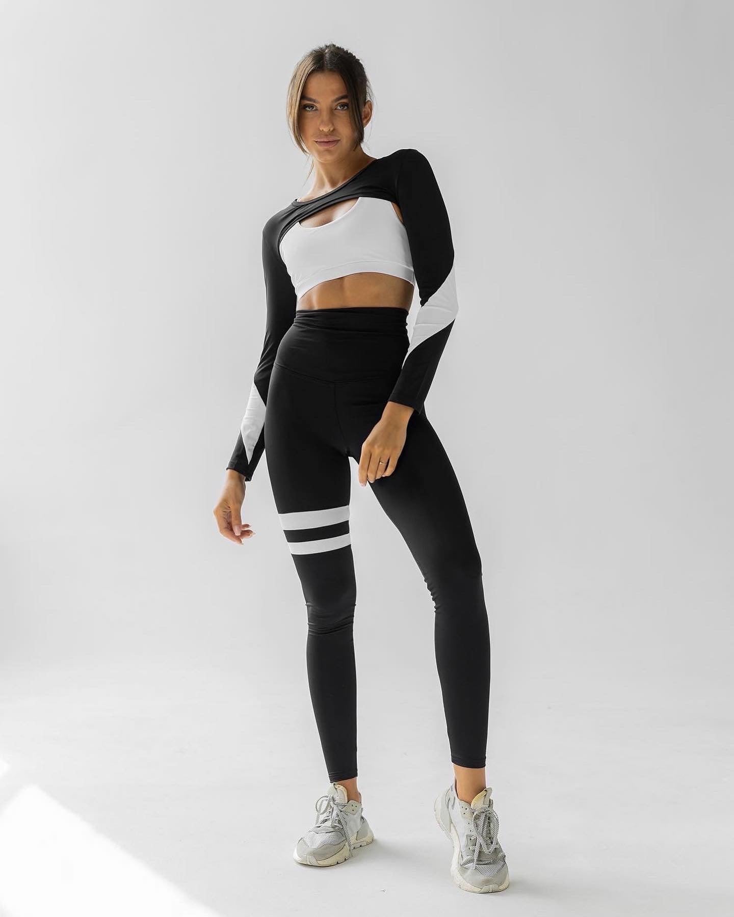 Galaxy Contrasting Stripe Ultra High Rise Leggings in Black