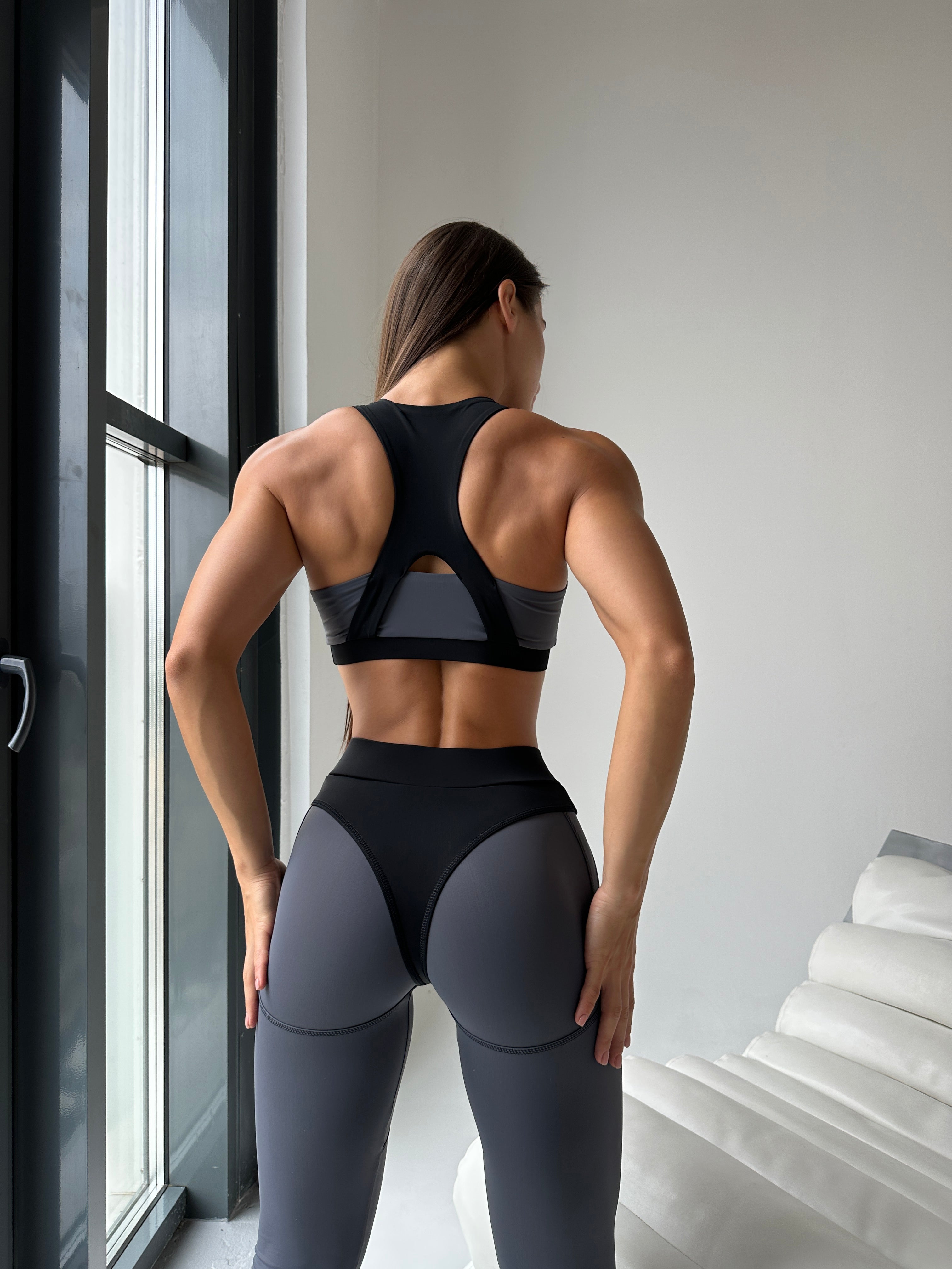 Galaxy Racerback Sports Bra & Racerback Sports Bra in Gray