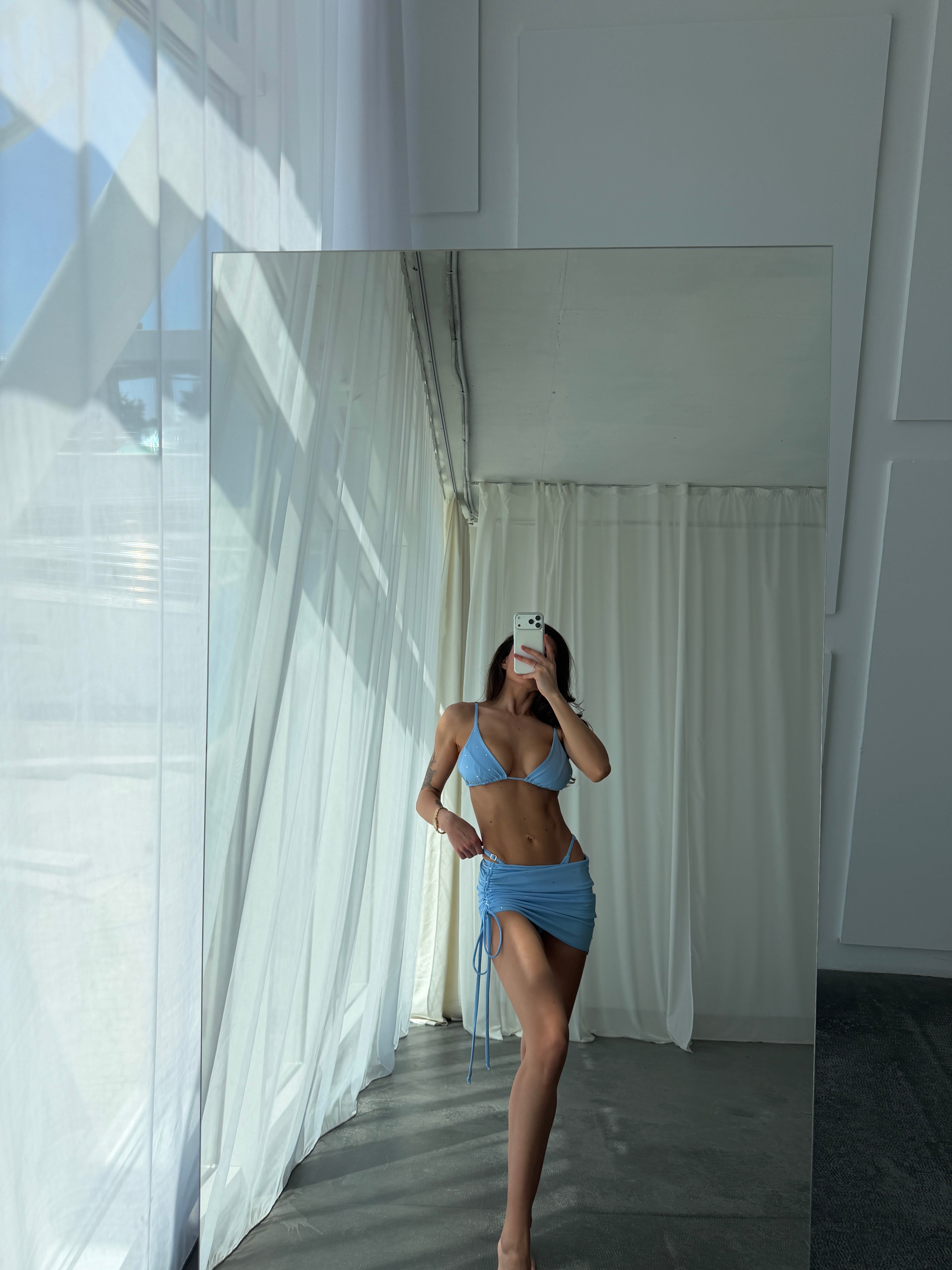 Twilight Rhinestone 3-Piece Bikini Set in Baby Blue