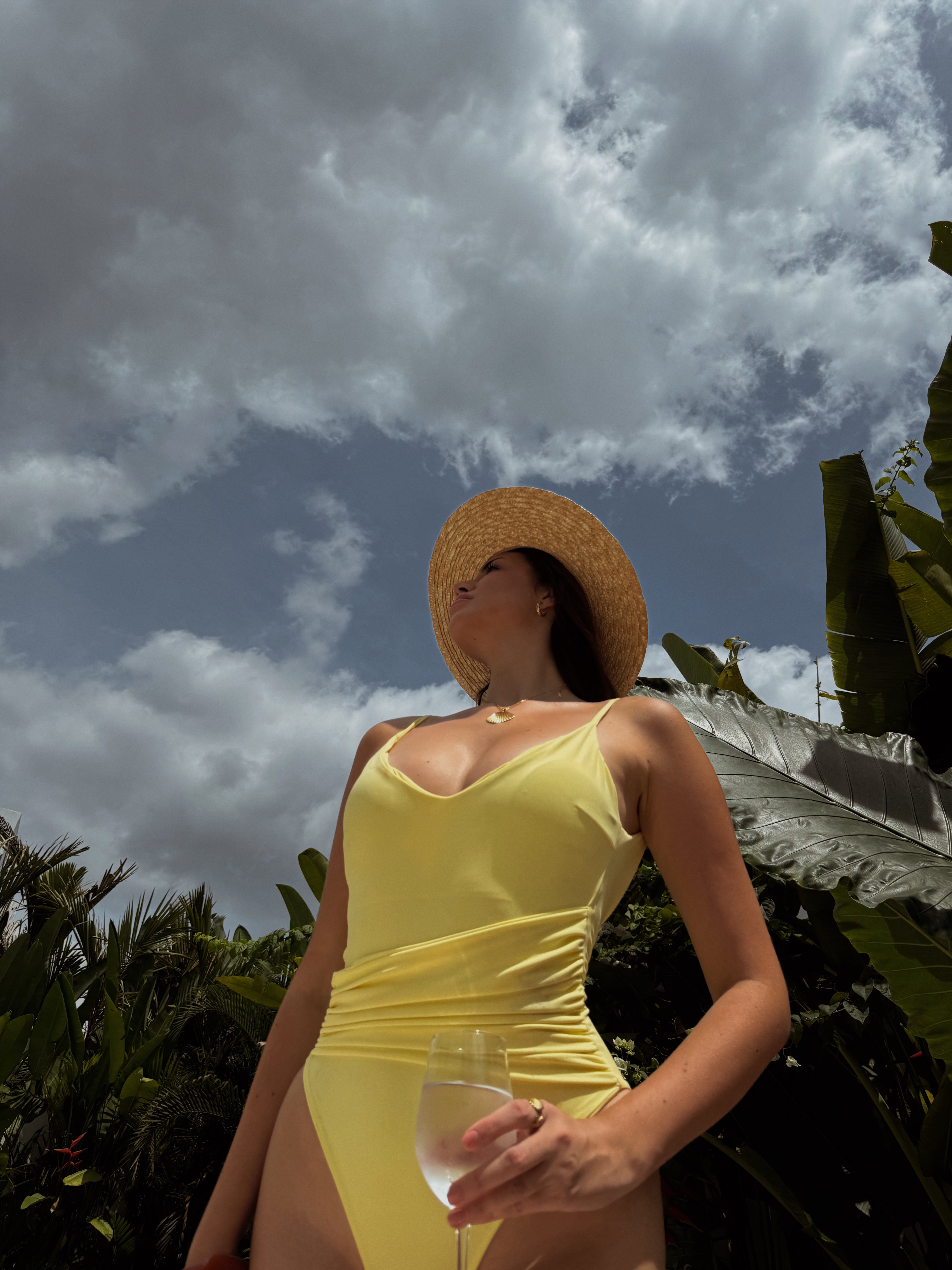 Sahara Plunge Shoulder Tie One Piece in Yellow