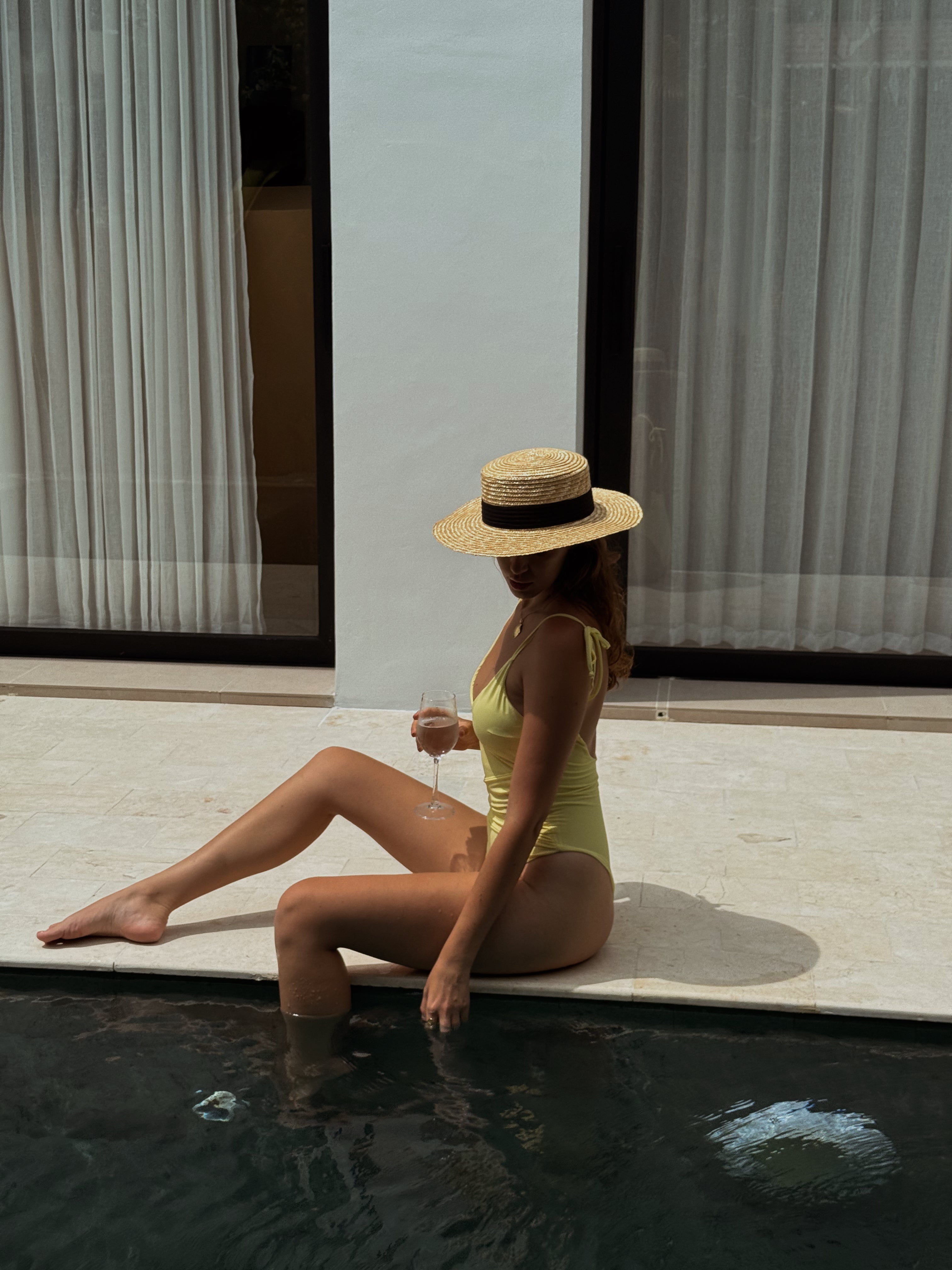 Sahara Plunge Shoulder Tie One Piece in Yellow