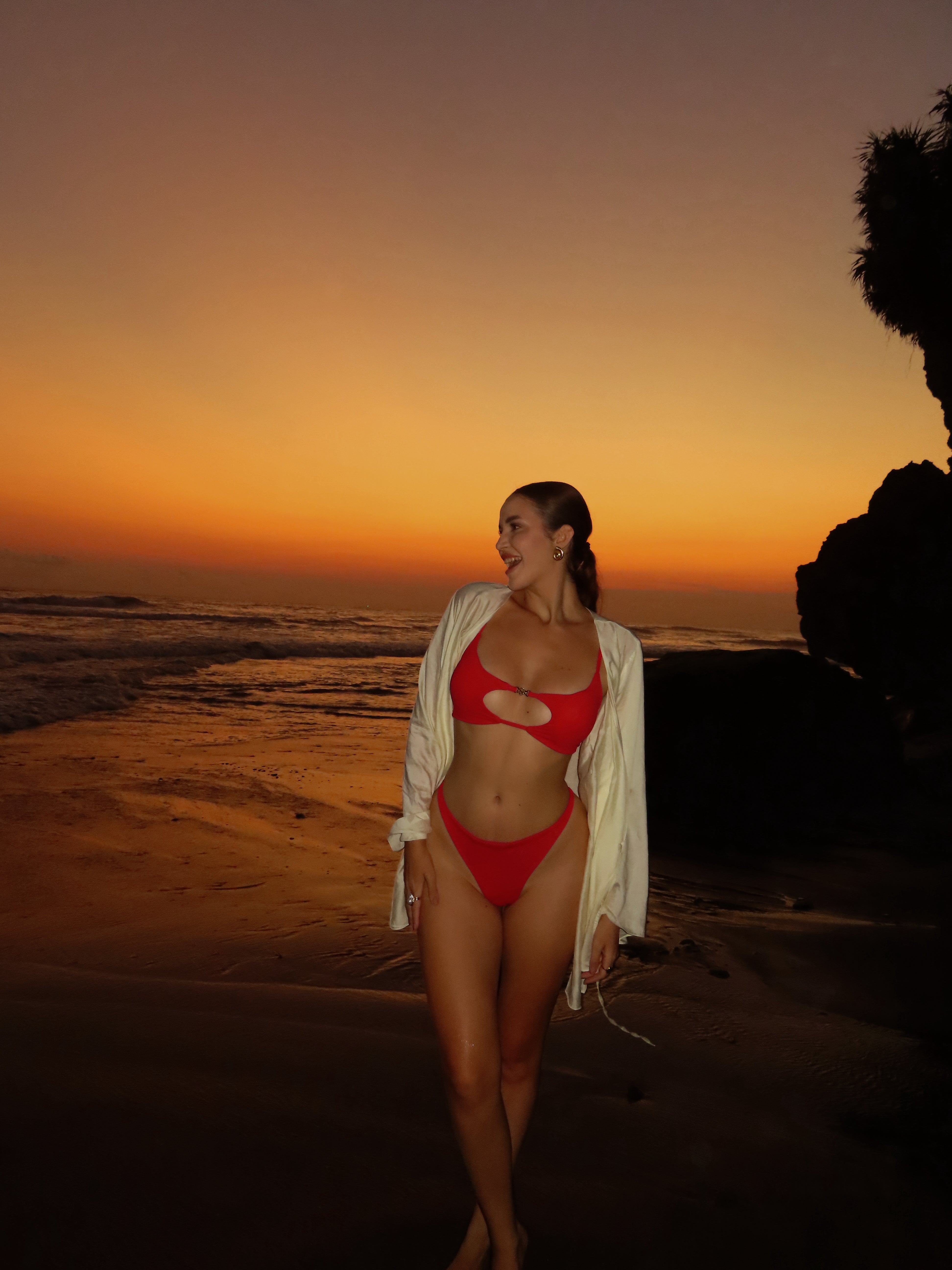 Desire Cut Out Bust Criss Cross Back Bikini Set in Red