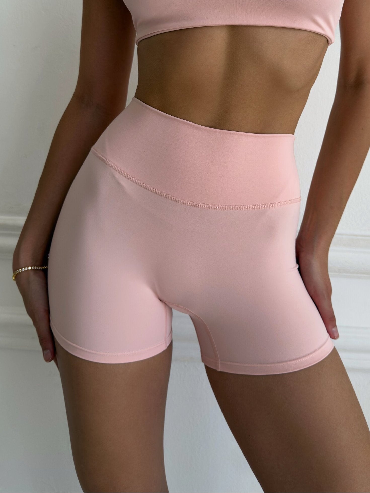 Candy Contour High-Waist Shorts in Light Peach
