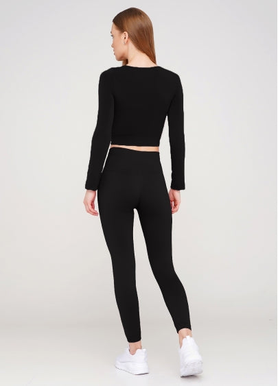 Seamless Ultra Wide Waistband Leggings in Black