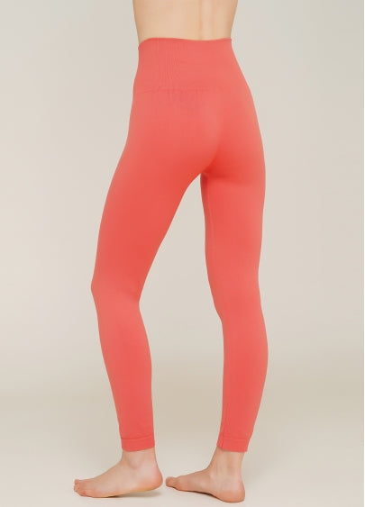 Seamless Ultra Wide Waistband Leggings in Coral