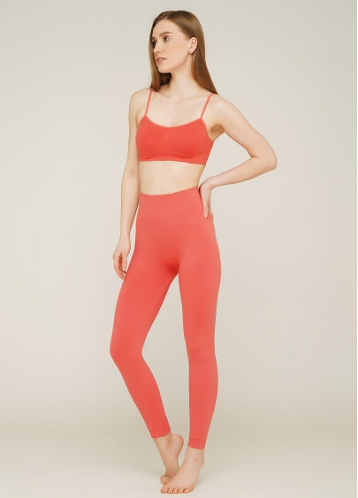 Seamless Ultra Wide Waistband Leggings in Coral