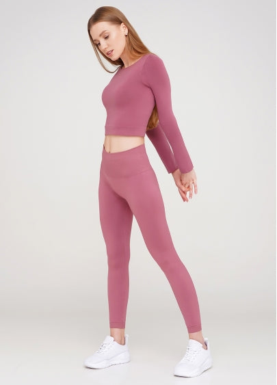 Seamless Ultra Wide Waistband Leggings in Dusk Pink