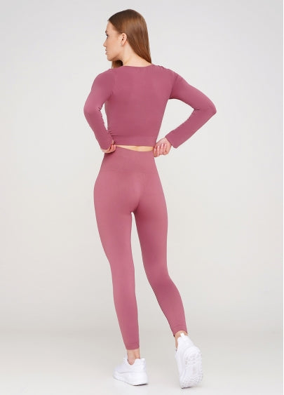 Seamless Ultra Wide Waistband Leggings in Dusk Pink