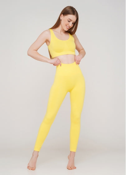 Seamless Ultra Wide Waistband Leggings in Sunshine Yellow