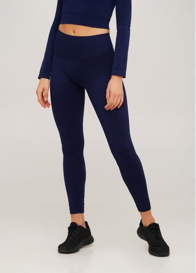 Seamless Ultra Wide Waistband Leggings in Navy Blue